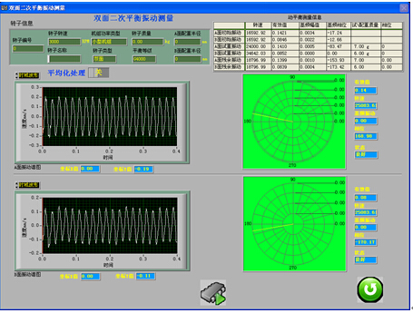 动平衡仪二次平衡振动测量界面